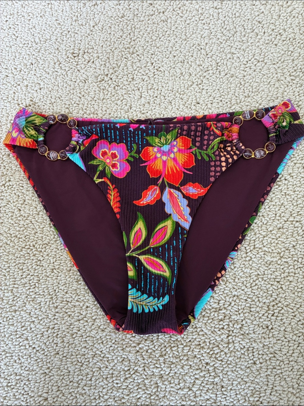 NWT Becca Portofino Multi Side Ring Hipster Bikini Bottom Size S